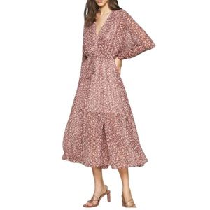 NWT TED BAKER DRAPED ANIMAL PRINT MIDI DRESS W/ BATWING SLEEVE IN US SIZE 8-10